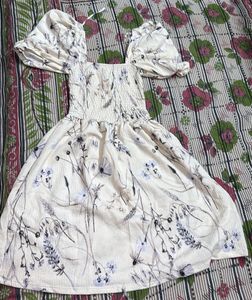 Floral Smocked Square Neck Dress
