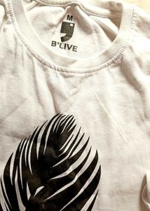 Men's White Feather Print Long Sleeve Tee