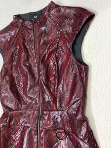 Burgundy Faux Leather Dress