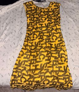 Yellow Graphic Dress &amp; Black Sequin Shrug