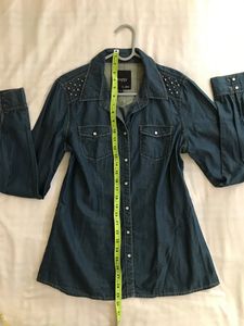 Denim Look Shirt With Studs Fits 34-36