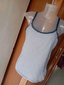 Striped Lace Trim Cami Tank Top