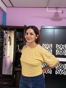 Yellow Striped Casual T-Shirt