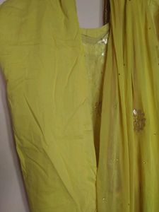 Lemon Yellow Stitch Plazo With Kurti 🌸