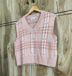 Pink Plaid Sweater Vest