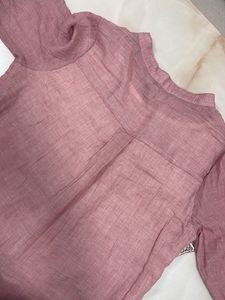 Women's Pink Linen Blend Tunic Top