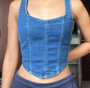 NEWME Denim Corset Tank Top