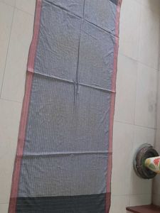 Striped Grey Dupatta with Tassels