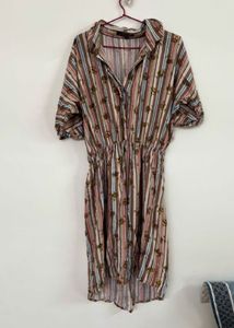 Striped Button-Up Midi Dress