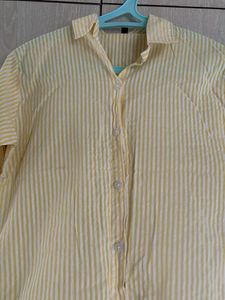 Yellow Striped Button-Up Shirt