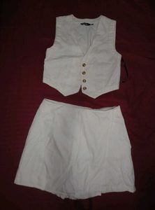 White Vest and Skirt Set