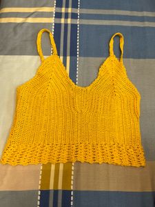 Yellow Crochet Crop Top