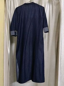 Denim Mandarin Collar Kurta