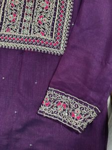 Purple party wear kurta set