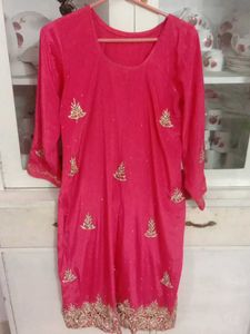Elegant Pink dabka Embroidered Kurta