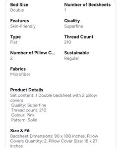 Soft Striped Pink double Bed Sheet