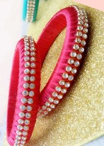 Elegant Pink Silk Thread Bangles any one pair