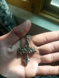 Y2K Silver Tribal Cross Pendant Necklace