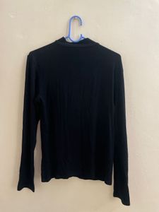 Black Zip Neck Long Sleeve Top