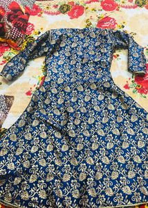 Elegant Blue Brocade Kurta Set