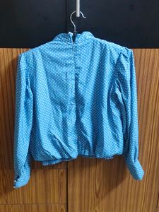 Blue Polka Dot Lace Top