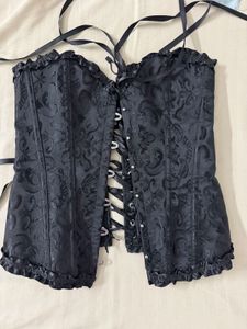 Black Brocade Corset Top
