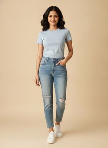 Light Blue Basic Body Hugging Baby tee