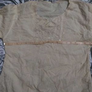Embroidered Cotton Top And Kurta