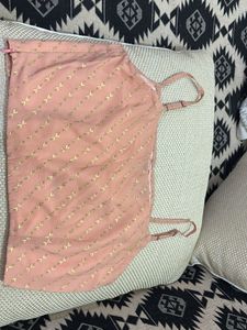 Peach Embroidered Strappy Crop Too/Blouse