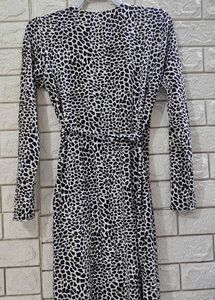 Leopard Print Wrap Dress Above knee length