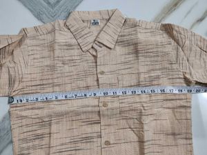 Men's Beige Striped Full Sleeve Shirt