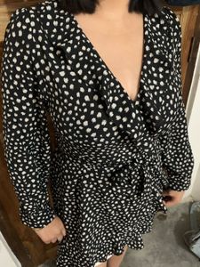Chic Black &amp; White Polka Dot Dress