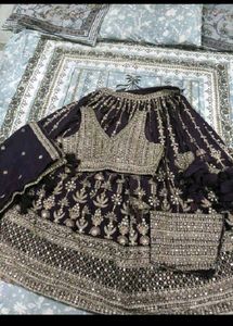 Elegant Purple Embroidered Lehenga Set