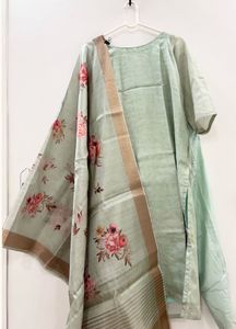 Green Kurta Set with Organza Dupatta