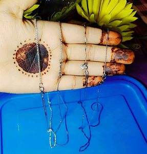 Jewelry Combo: Set of 4 Silver Chains &amp; 1 Beaded H
