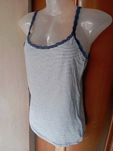Striped Lace Trim Cami Tank Top