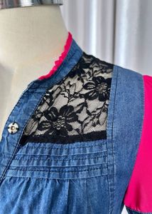 🚀🚀24Hrs EOS SALE🚀🚀Stylish Denim &amp; Lace Top