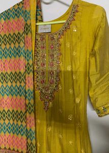 Beautiful mustard yellow Embroidered Gown