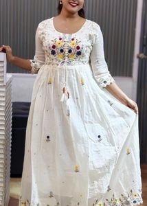 White Embroidered Anarkali Gown