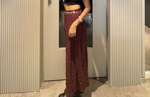 Stylish Heart Print Maxi Skirt