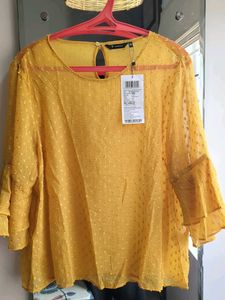 Yellow Ruffled Sleeve Blouse
