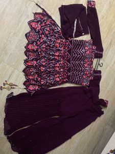 Designer Embroidered Kurta with Sharara Set