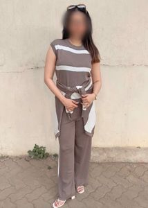 Striped Cardigan &amp; Pants Set