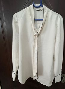 Elegant White Tie-Neck Top