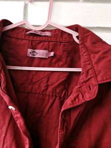 Men's Maroon Casual Shirt