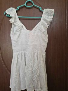White Twist-Front  Top with Ruffled Sleeve