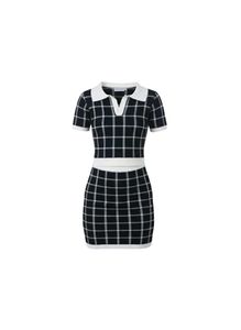 Checkered Knit Mini Dress