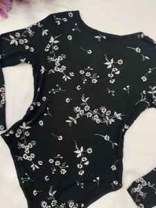 Floral Print Long Sleeve Bodysuit