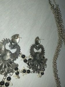 Radha Krishna oxidised Pendant Necklace
