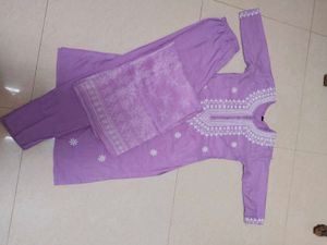 Lavender Embroidered Kurta Set